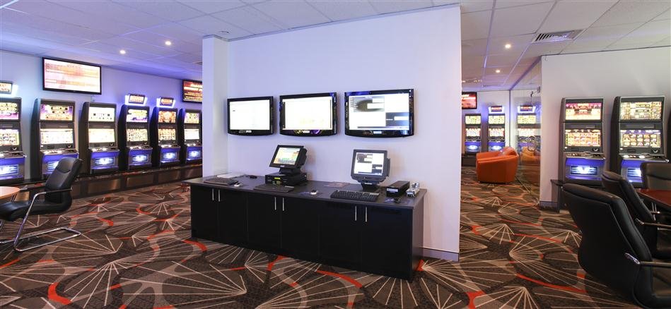 Gaming cabinets and terminals in the Axalis showroom